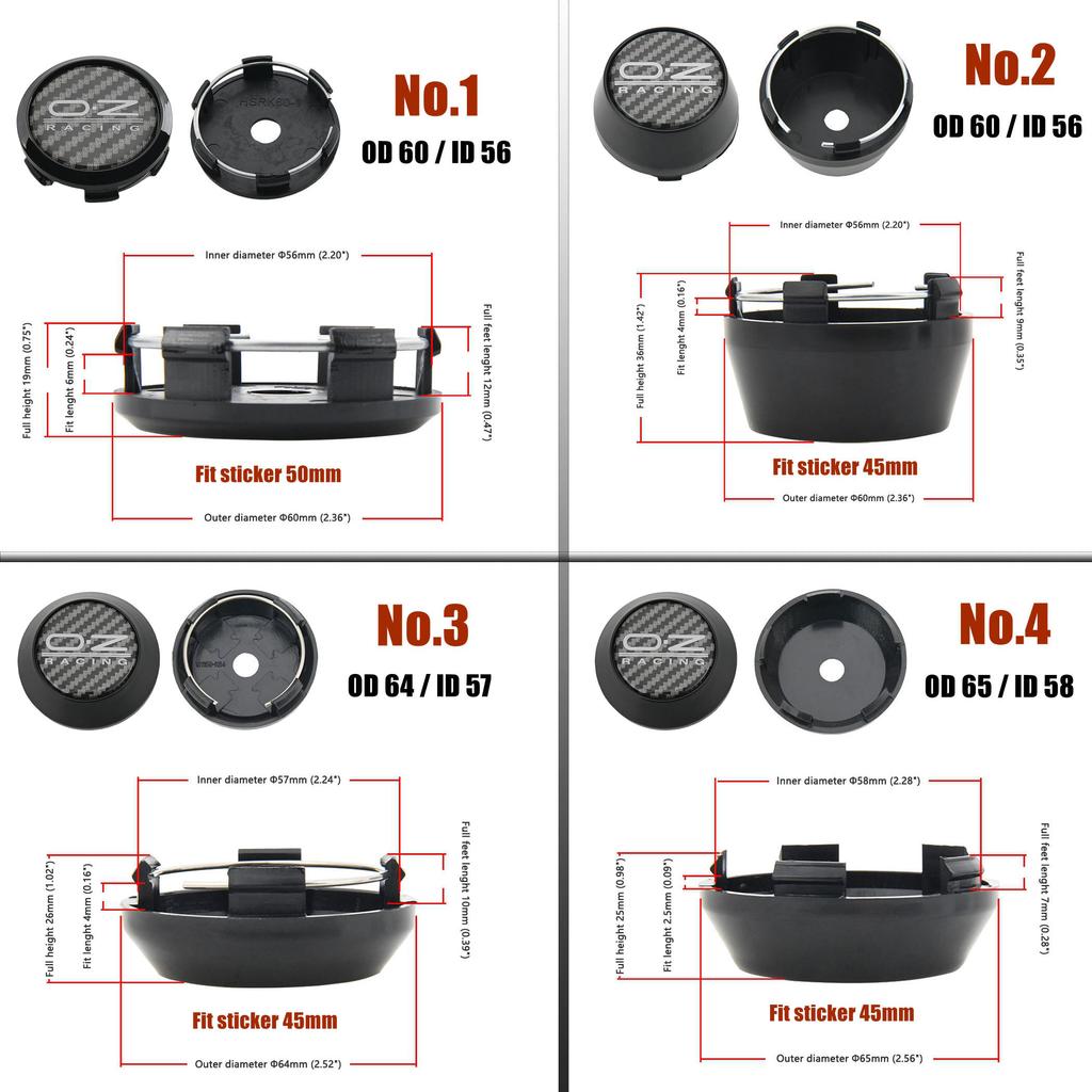 4PCS O.Z Racing Wheel Center Cap 56mm/57mm/58mm/59mm/60mm/61mm/62mm/63mm/64mm/72mm Sport Rim Caps OZ Emblem Wheel Cover Hub Cap