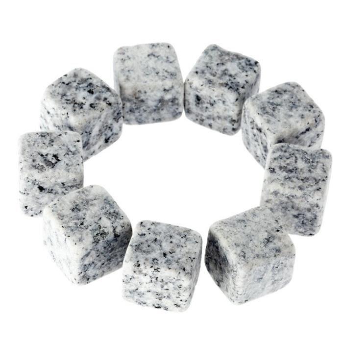 Ice Stones for Whiskey Cooling Cubes for Wine Drinks Whiskey Stones Granite Pouch Champagne 9 Pieces WHITE