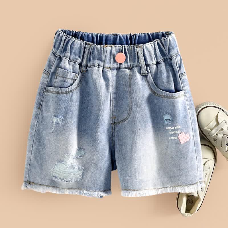 Girl s Summer Heart Ripped Denim Shorts 150