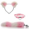 Anal Sex Toys Fox Tail Butt Plug Sexy Plush Cat Ear Headband with  Leather Necklace Set Massage Sex Toys Women Couples Cosplay