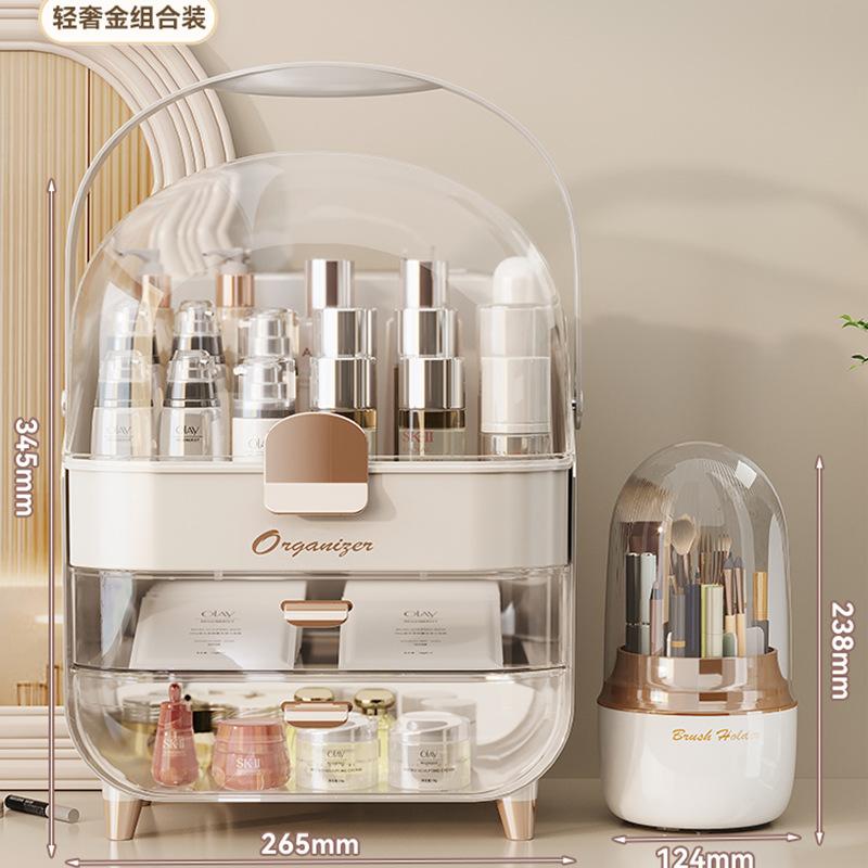 Luxury Style Cosmetic Storage Display Rack Premium Large-Capacity Dustproof Organizer for Lipstick Face Mask Skincare