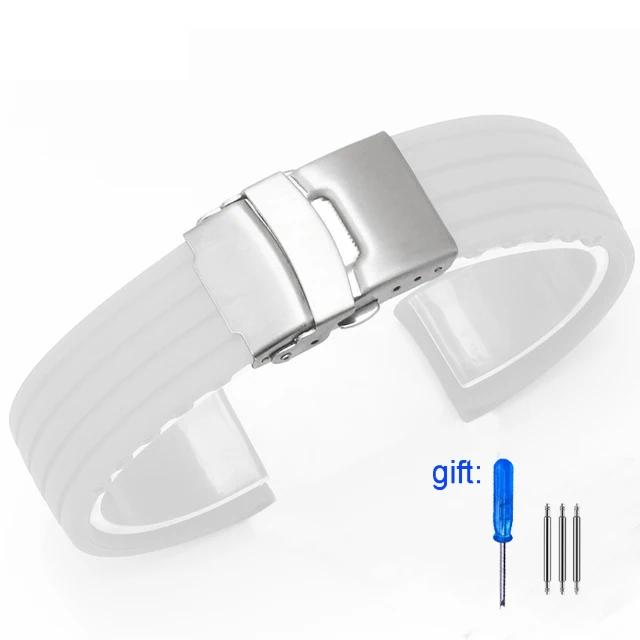 Safety buckle rubber watch strap Men 20 22mm For Seiko PROSPEX SKX007 Water Ghost Abalone Casio MDV-106 Silicone soft Watchbands