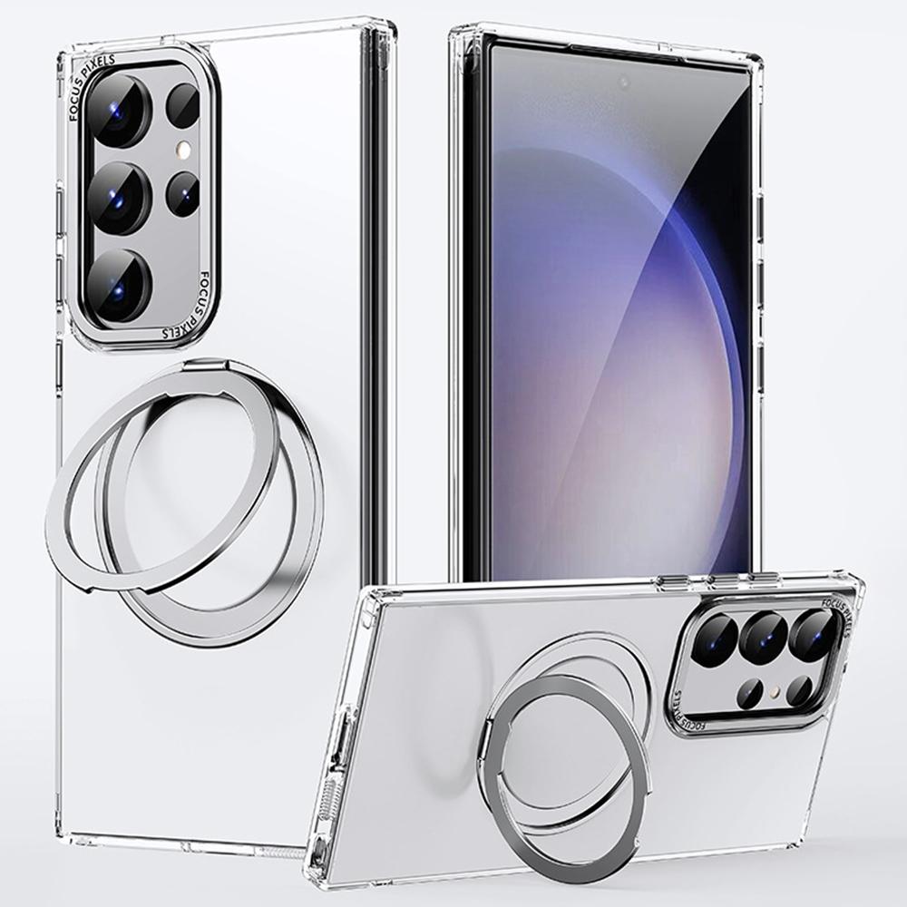 

For Samsung Galaxy S25 Ultra Magnetic Phone Case Rotary Kickstand Clear Back Cover B