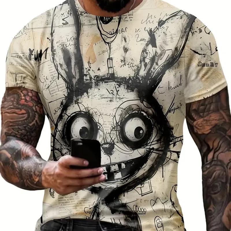 Vtipné pánské tričko se zvířecím potiskem, ležérní trička s krátkým rukávem, kulatý výstřih, pulovr, vintage trička, pánské nadměrné oblečení, sportovní oblečení