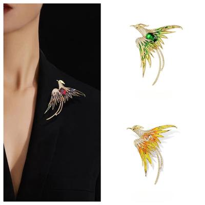 Broches Oiseau Phénix en Cristal Pour Femmes Hommes Émail Oiseau de Beauté Volant Fête Bureau Broche Épingle Cadeaux