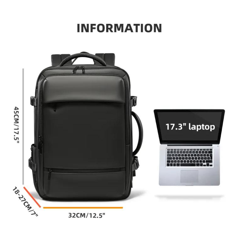 Fenruien Ny 40L Stor Kapasitet&Utvidbar Reise Ryggsekk Multifunksjon 17,17.3 Tommer Business Laptop Ryggsekk Veske