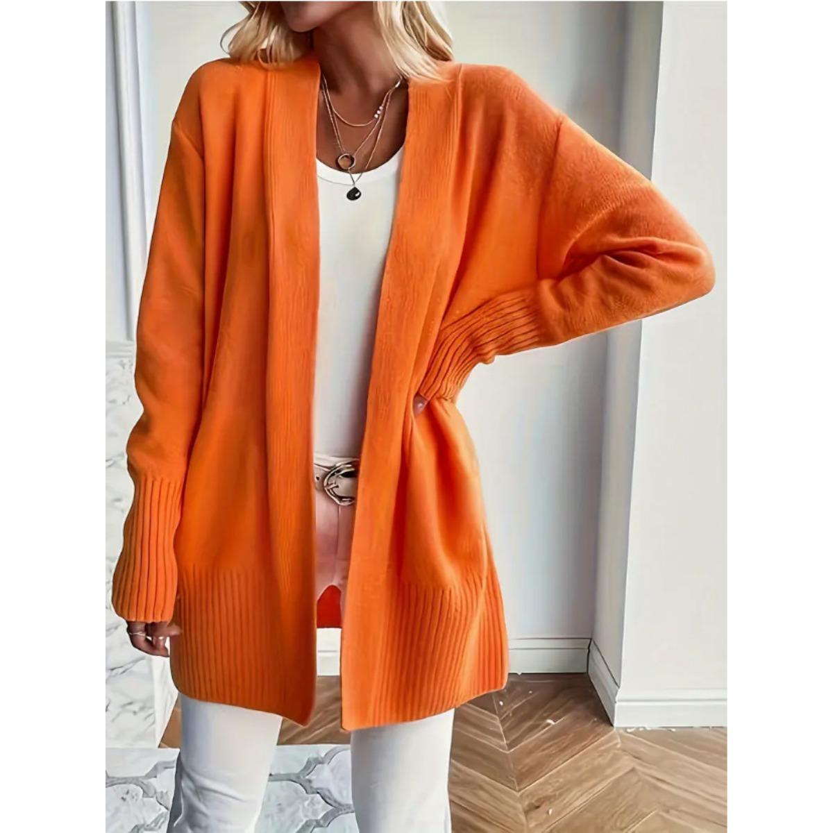 

Women s Cardigans Long Sleeve Open Front Knit Jumper Sweaters Outerwear with Pocket XL оранжевый