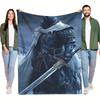 1pc Ice Knight Digital Printed Design Pattern Blanket - All-Season Soft Flannel Throw with 3D Armor & Sword Art Design, Mixed