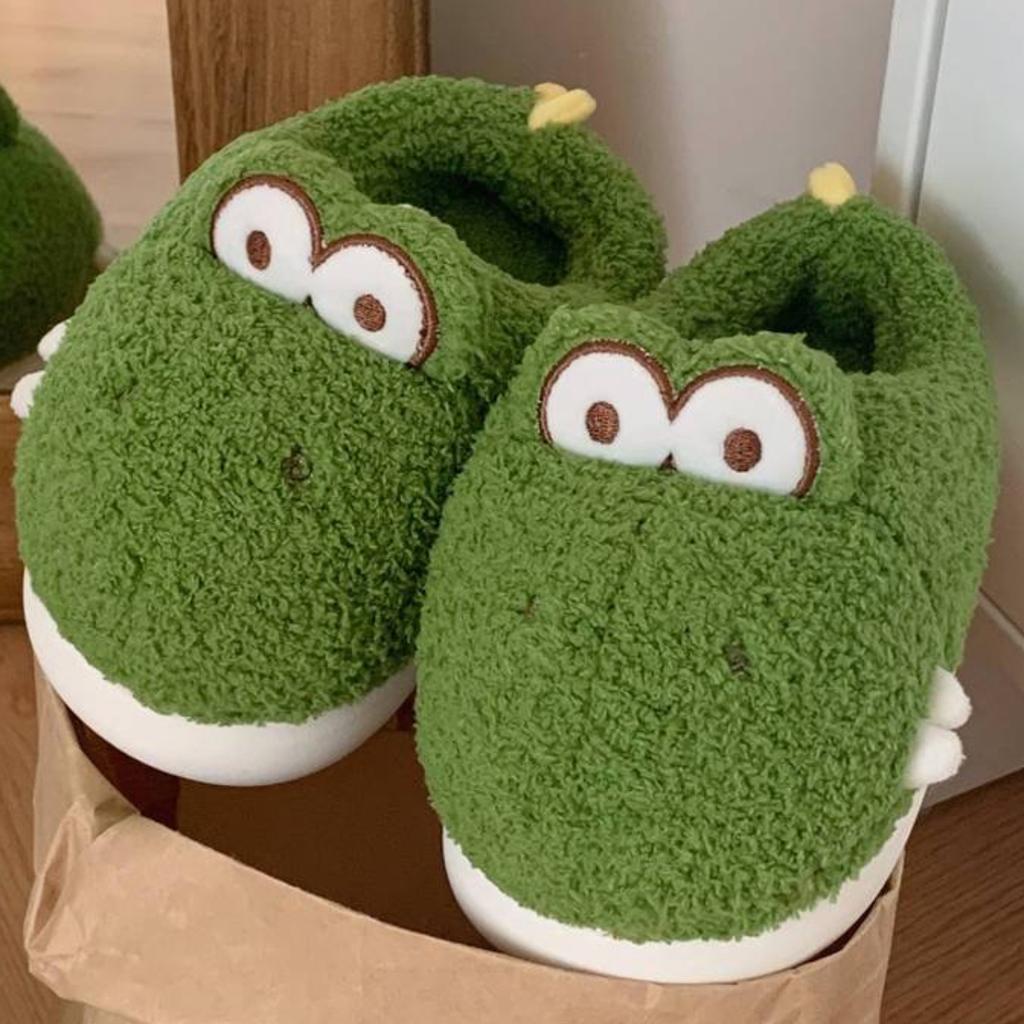 Fashion Cute Crocodiles Single Band Winter New Women Slipper Soft Heel Platform Fur Warm Indoor Comfortable Home Fluffy Home Slippers