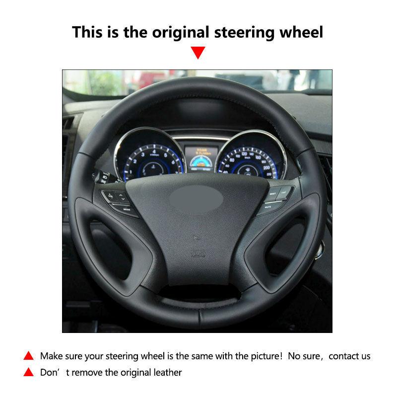 For Hyundai Sonata 8th 2011 2012 2013 2014 Car Interior Accessories Steering Wheel Cover Microfiber + Perforated Leather Trim