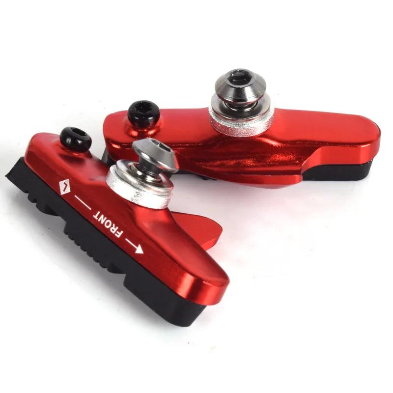 

1pair Bike Brake Pads Aluminum Ultra Light Brake Shoes Road Bicycle Caliper Brake Rubber Block for Carbon Wheels Low Wear червоний