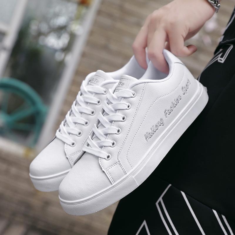 2025 New Men Sneakers Fashion Breathble Vulcanized Shoes Pu Leather Platform Shoes White Lace Up Casual Footwear Zapatos Mujer