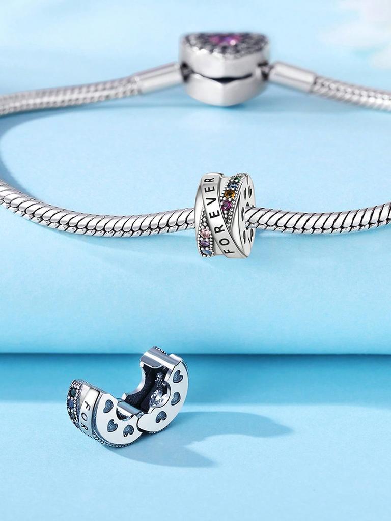 Charms Plata Copper Colors Colored Diamonds Clips And Spacers Bead Pendant For Original Bracelet For Women Diy Jewelry Love Gift