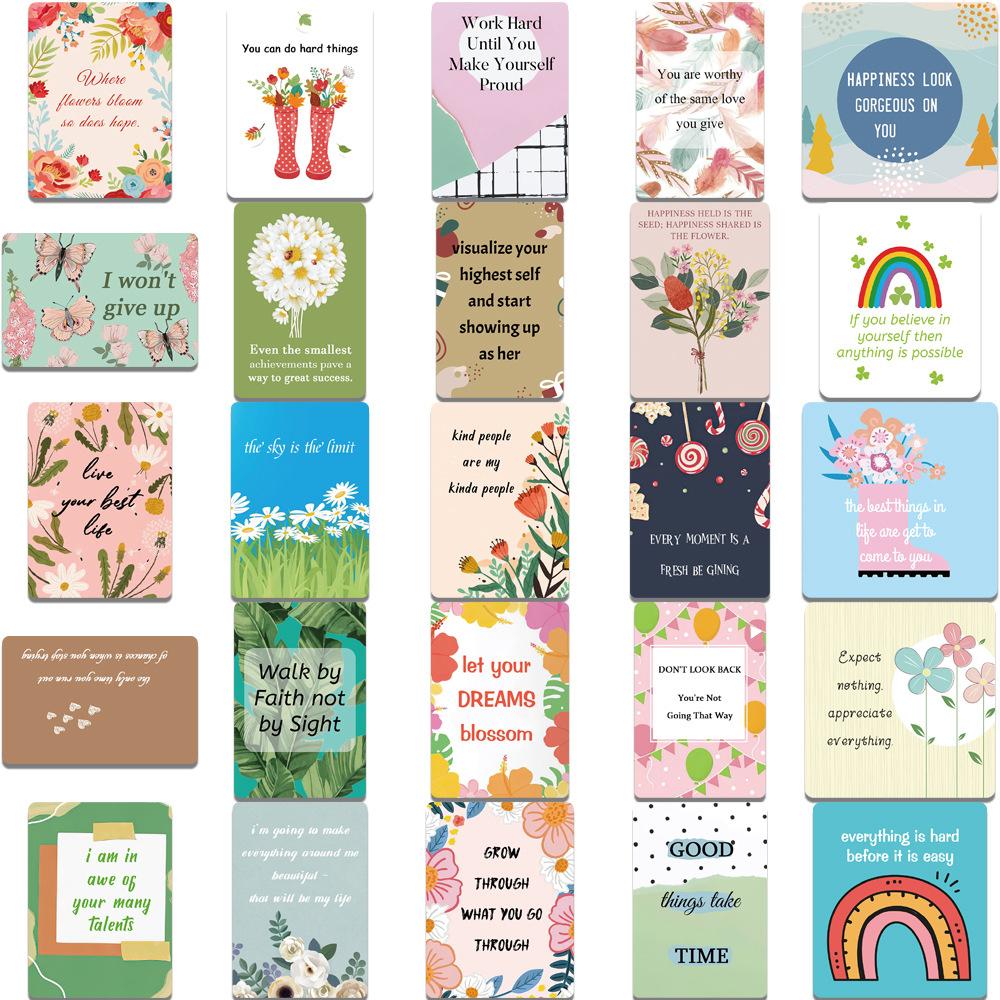 10/30/52pcs Colorful Inspirational English Phrase Stickers Aesthetic Cartoon Label Sticker Notebook Phone Luggage Decals Packing