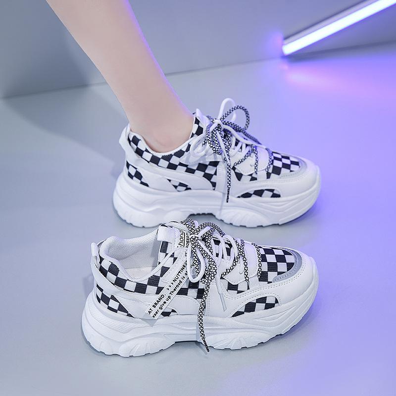 Dad Shoes Children's Autumn New Ins Trendy Versatile Platform Plaid Student Sports and Leisure Shoes