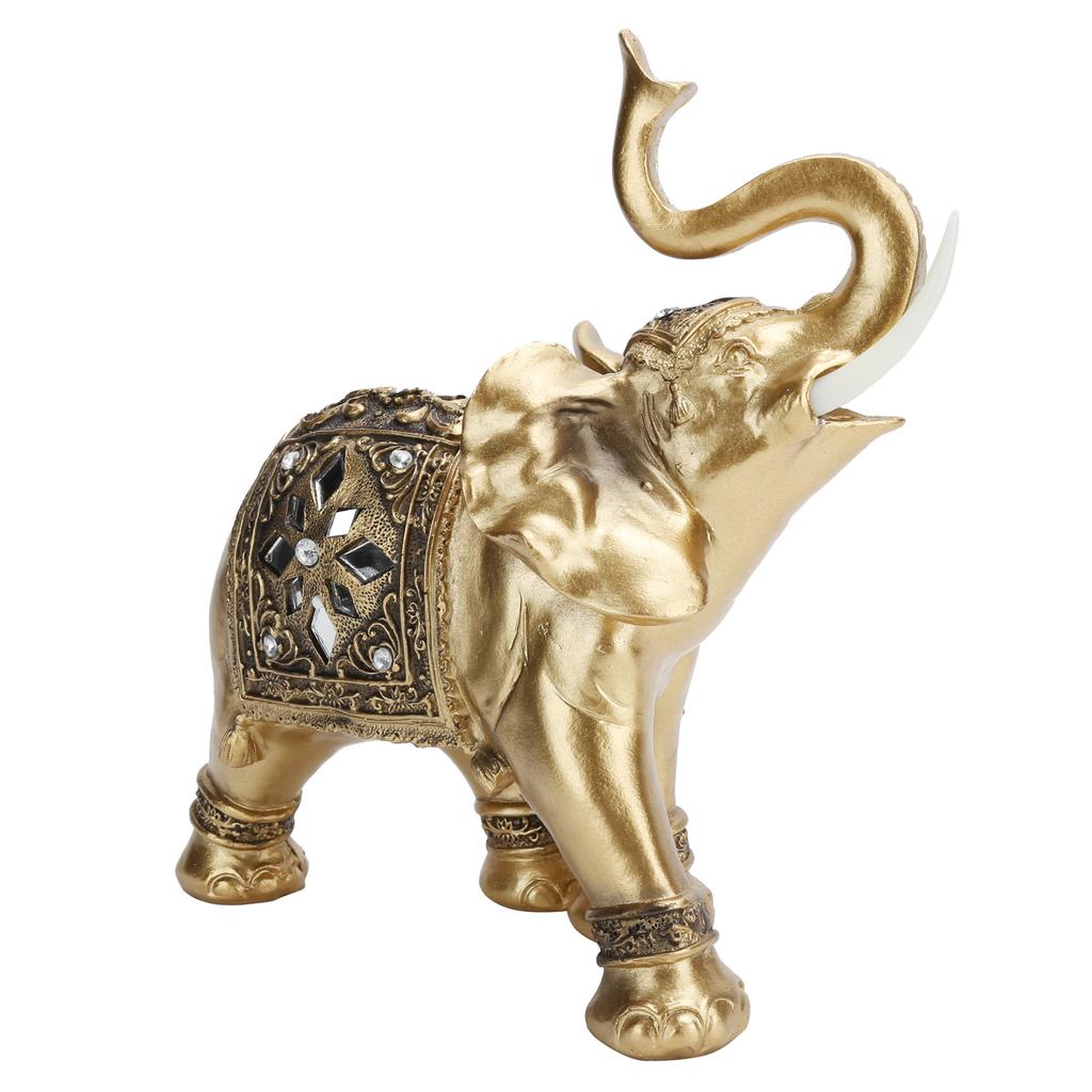 Gyllene Elefant Staty Figur Skulptur Dekoration Hem Bar Kontor Hantverk Dekor Gåva