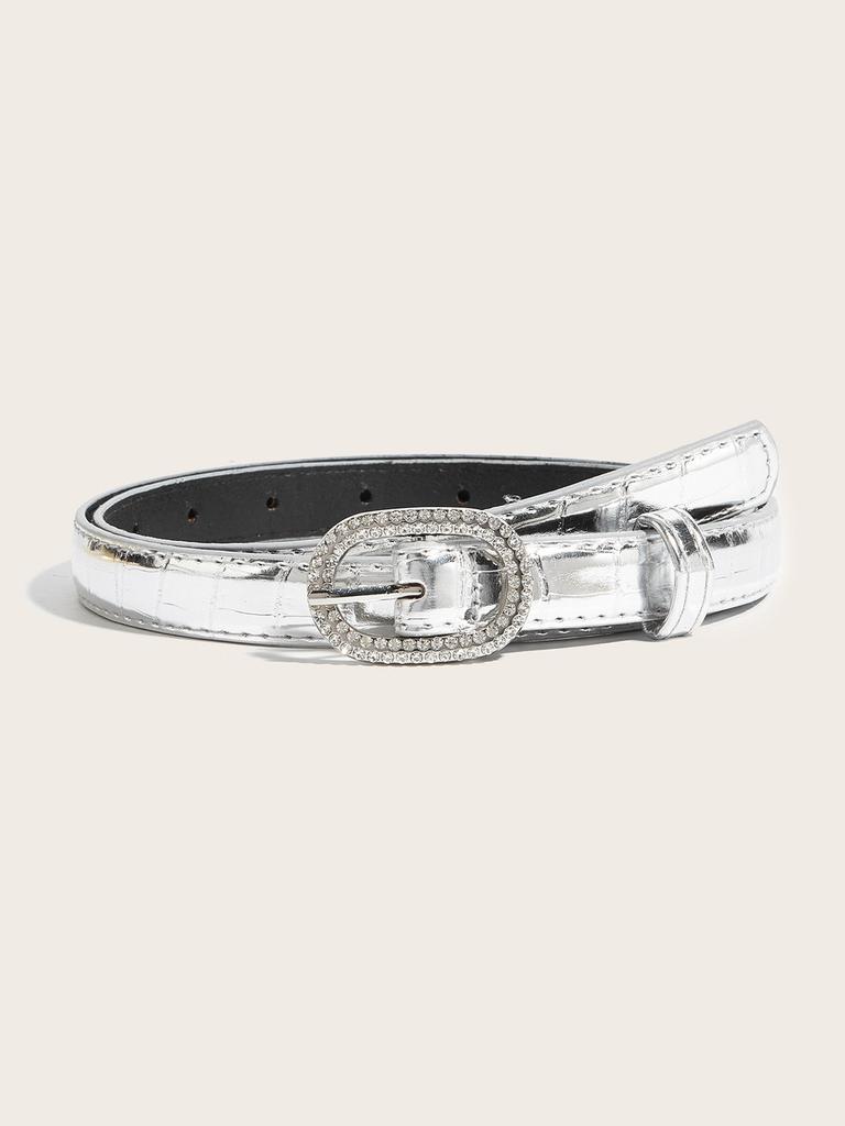 Womens Fashion Leather Belt With Gold Silver Buckle For Casual Jeans Wear