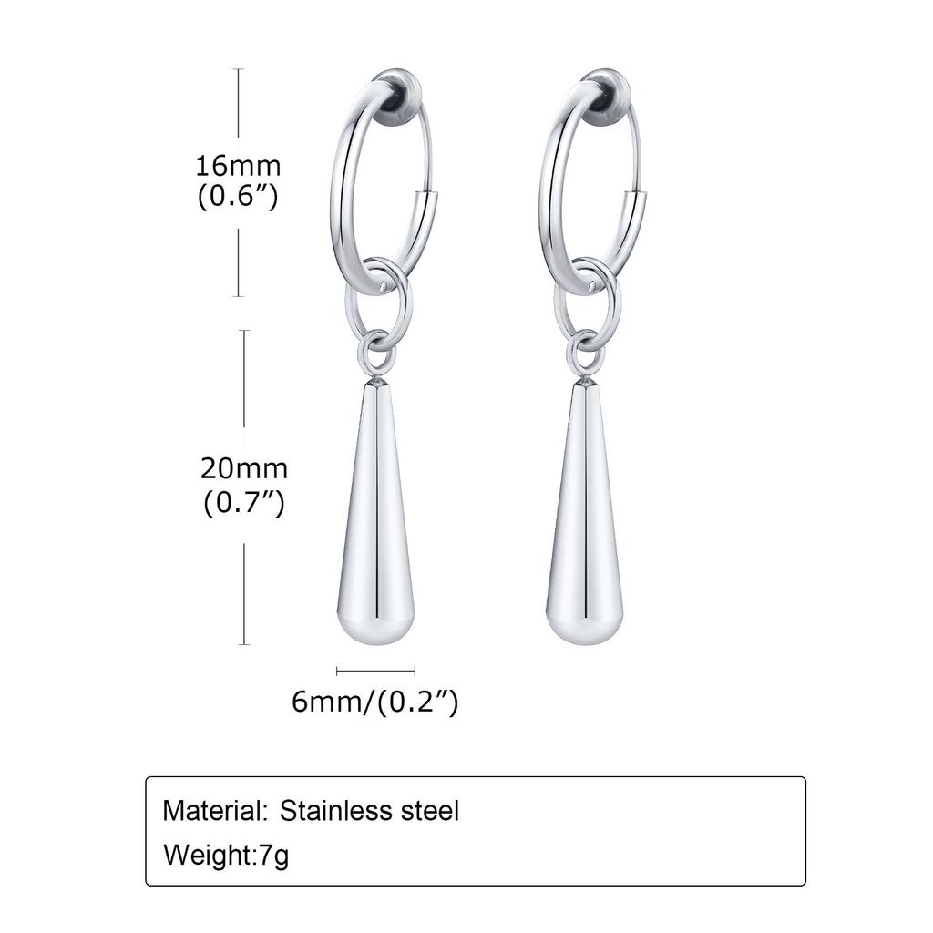 Men Water Drop Earrings Gifts Jewelry, Anti Allergy Stainless Steel Clip Ear Accessory No Piercing