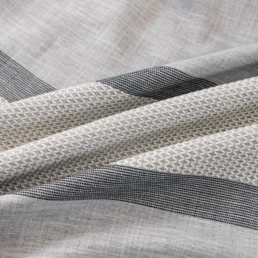 Finished Curtains American Country Living Room Semi-Blackout Windows Geometric Stripes Coffee Kitchen Curtains