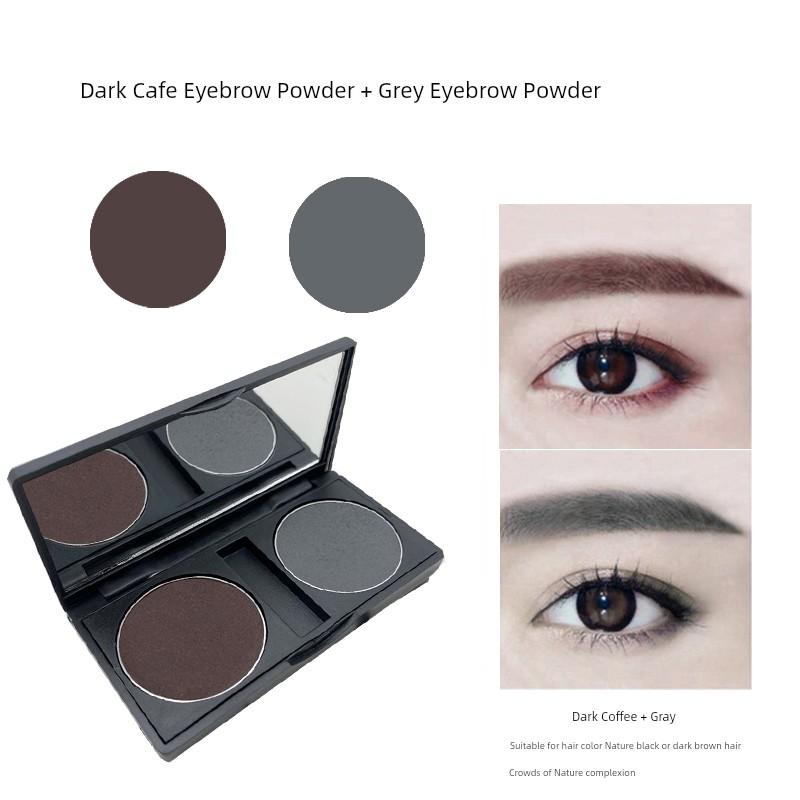 Suetnei Mulberry Moon Two-Color Eyebrow Powder Nature Black Monochrome Gray Brown Sweatproof and Waterproof Non-Decolorizing Genuine Goods Black Brown