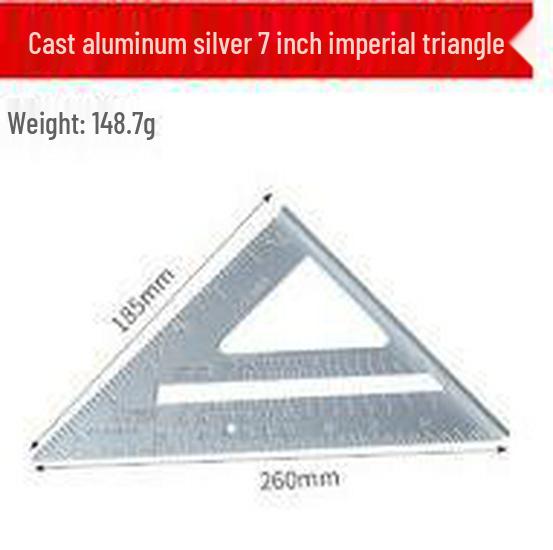 7-inch Aluminum Alloy Precision Triangle Ruler - Metric & Imperial Woodworking Measuring Tool
