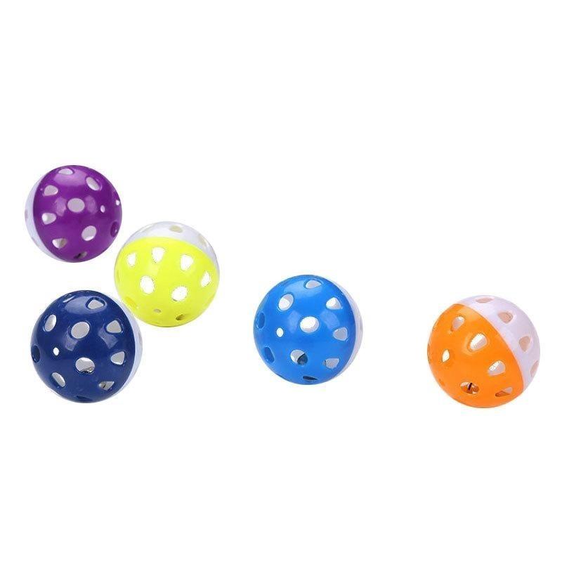 5pcs/set 4cm Hollow Bell Ball Teasing Cat Toy Pet Toy Plastic Ball Christmas Ornament Cat Toys Interactive Pet Products