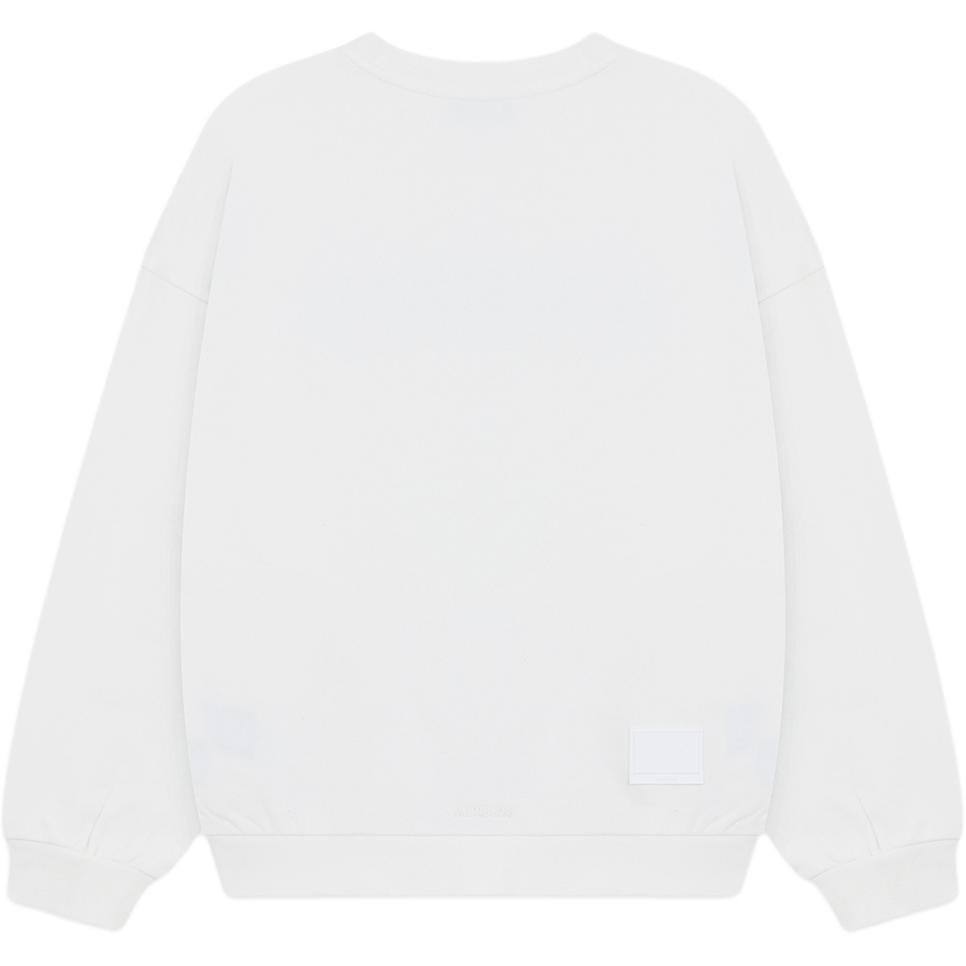 WE11DONE Ss26 Back Hem Rubber Logo Patch Letter Round Neck Long Sleeve Sweatshirt Unisex Sweatshirt WD-TS0-26-925-U-WH