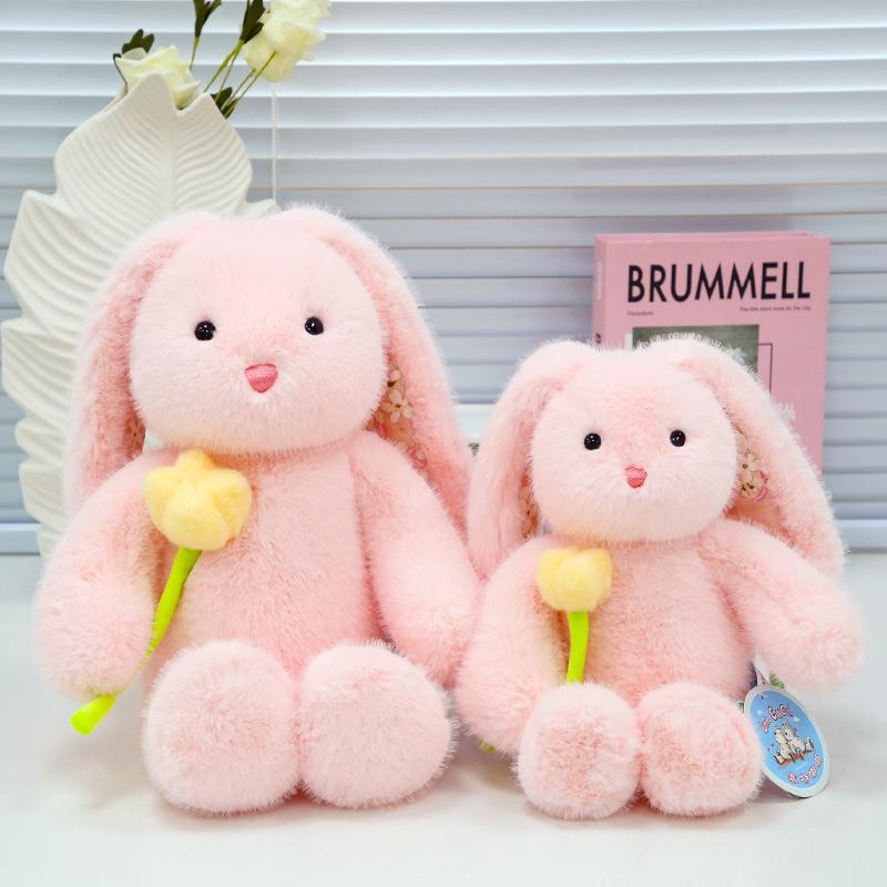 Hugging Flower Rabbit Rabbit Plush Toy Cute Long-eared Rabbit Doll Soothing Cloth Doll Hugging Sleeping Rabbit