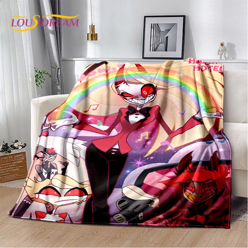 2025 H-Hazbin Hotel Charlie Kreskówkowy Miękki Koc, Miękki Koc Rzutowy do Domu Sypialni Łóżka Sofy Pikniku Podróży Pokrowiec Prezent dla Dziecka