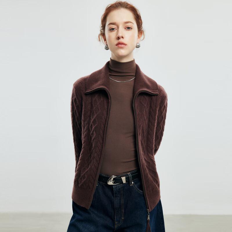 Paluopo Women's Retro Diamond Jacquard Cashmere Cardigan