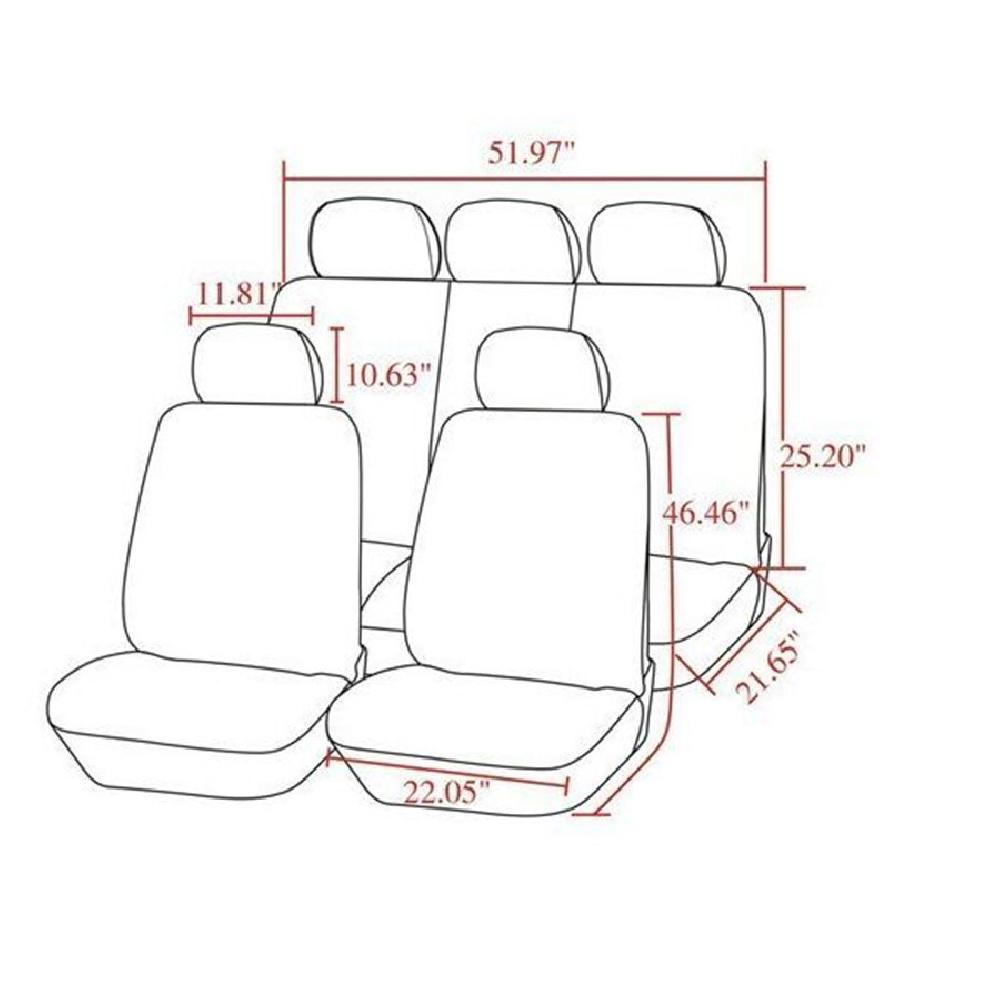 Black +Brown PU Leather 5-Seats Car Seat Covers Full Set Front Seat Cushions