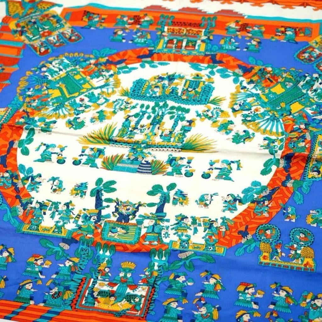 Used HERMES Scarf Carr 90 ASTRES et SOLEILS Stars and Suns