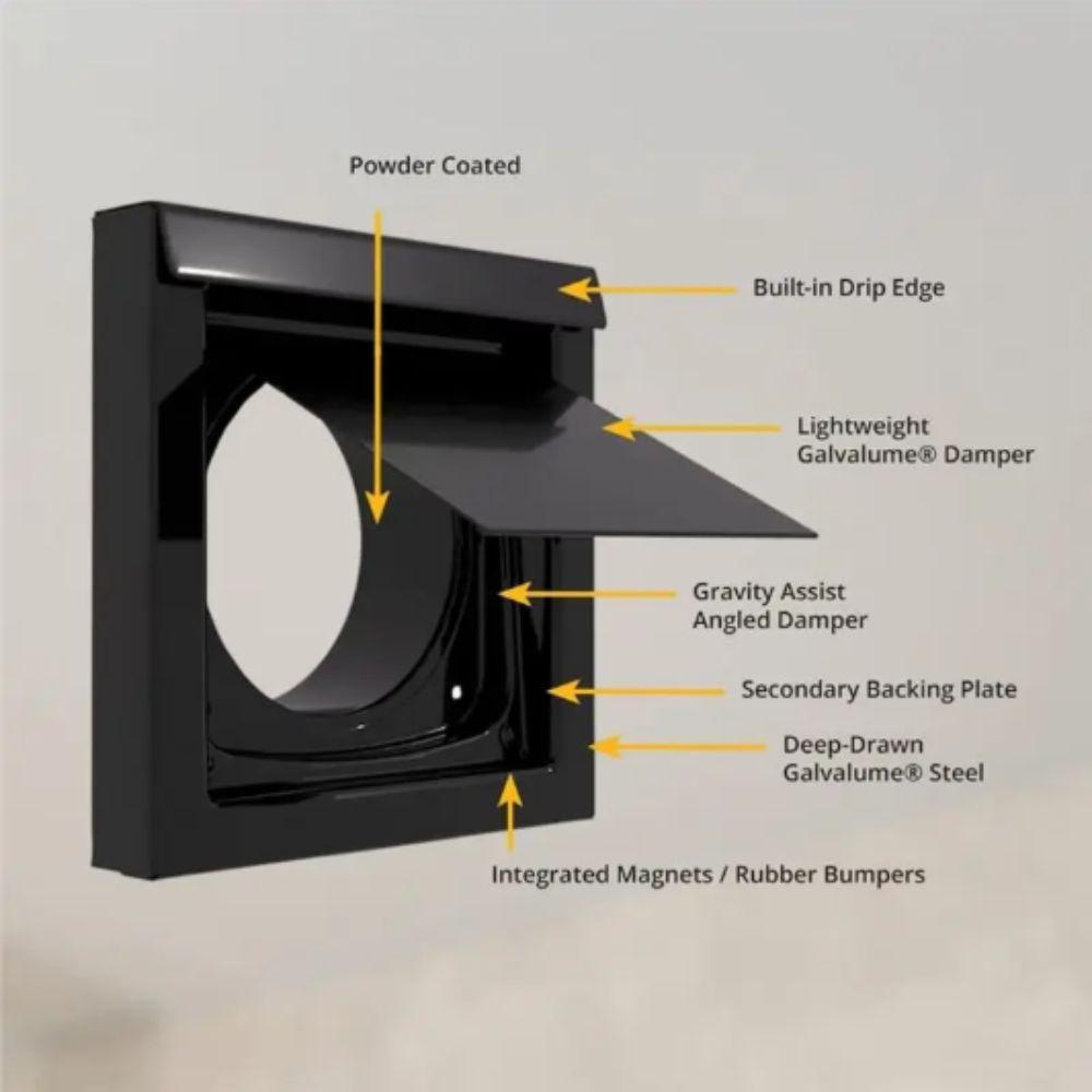 Damper Design Dryer Ventilation Cover Metal Material Designed Airflow Ventilation Appliance 4 Inch Size Airflow Enhancement
