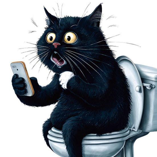 Cat Toilet Stickers Waterproof Toilet Tank Lid Decals Cartoon Black Cat Toilet Seat Cover Sticker for Bathroom Restroom Door Wall Decor