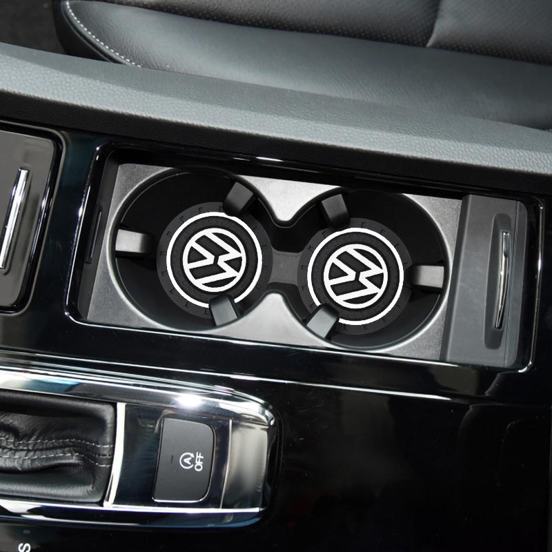 VW Car Coasters Water Cup Slots Non-Slip Mat Waterproof Water Cup Mat Drink Pad For Volkswagen Golf Polo Tiguan T-ROC hub cap vhcp29 knuz4