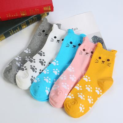 Cartoon Katze Niedlich Socken Frauen Mann Stereo Ohr Totoro Lustige Mode Anime Frühling Herbst Schweiß Absorption Klassische Baumwolle Meias