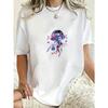Oversized T Shirt Black Jellyfish Floral Print For Casual Wear