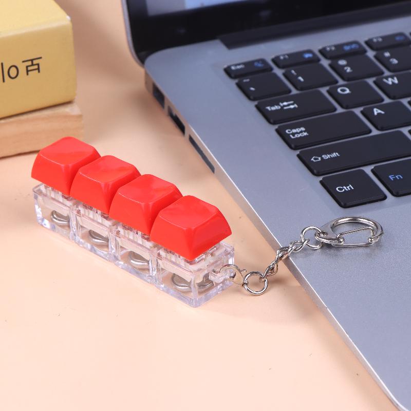 4 Keys LED Light  Keyboard Keychain Keyboard Decompression Toys Finger Keyboard Toy DIY Button Stress Relief Toys