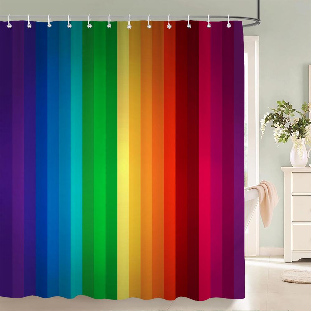 3D Colorful Simple Geometric Printing Shower Curtains Bathroom Curtain Waterproof Polyester Home Decoration Curtain With Hooks