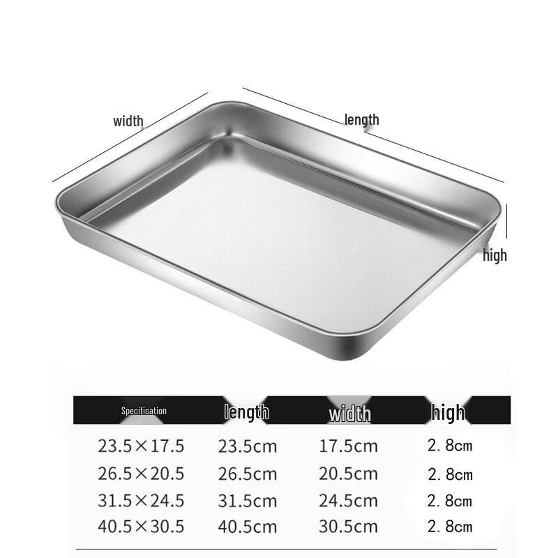 Bozhen Jiangchu 304 Stainless Steel Multi-Purpose Rectangular Trays - 5 Pack
