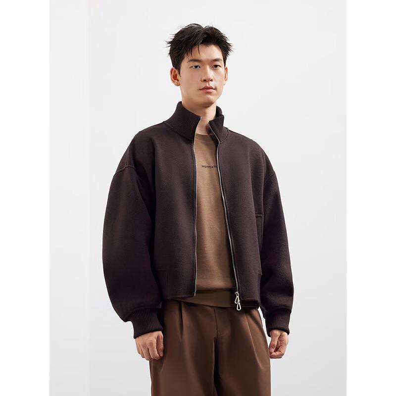 GXG Men's Stand Collar Double-Faced Wool Short Coat