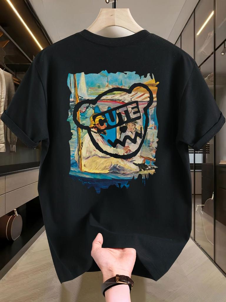Mens Heavyweight 100 Cotton Graphic Tshirt Lightweight and Breathable Comfortable Casual Wear Trendy Machine Washable