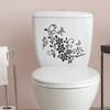 Künstlerischer schwarzer Blumenranken mit Schmetterling Toilettensitz-Aufkleber Badezimmer Heimdekoration Selbstklebend Abnehmbare Aufkleber
