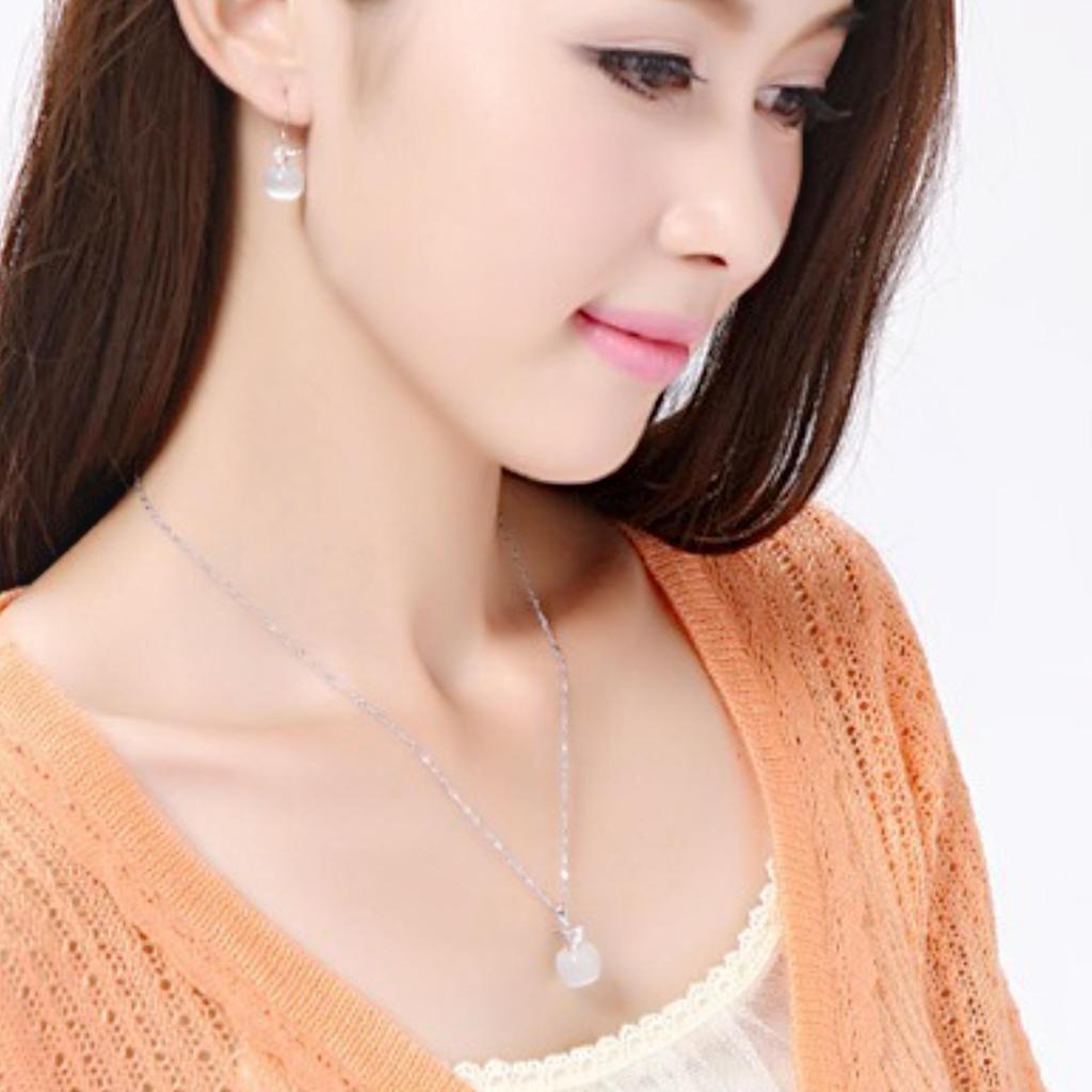 Platinum-Plated Apple Pendant Necklace with Rose Crystal and Moonstone