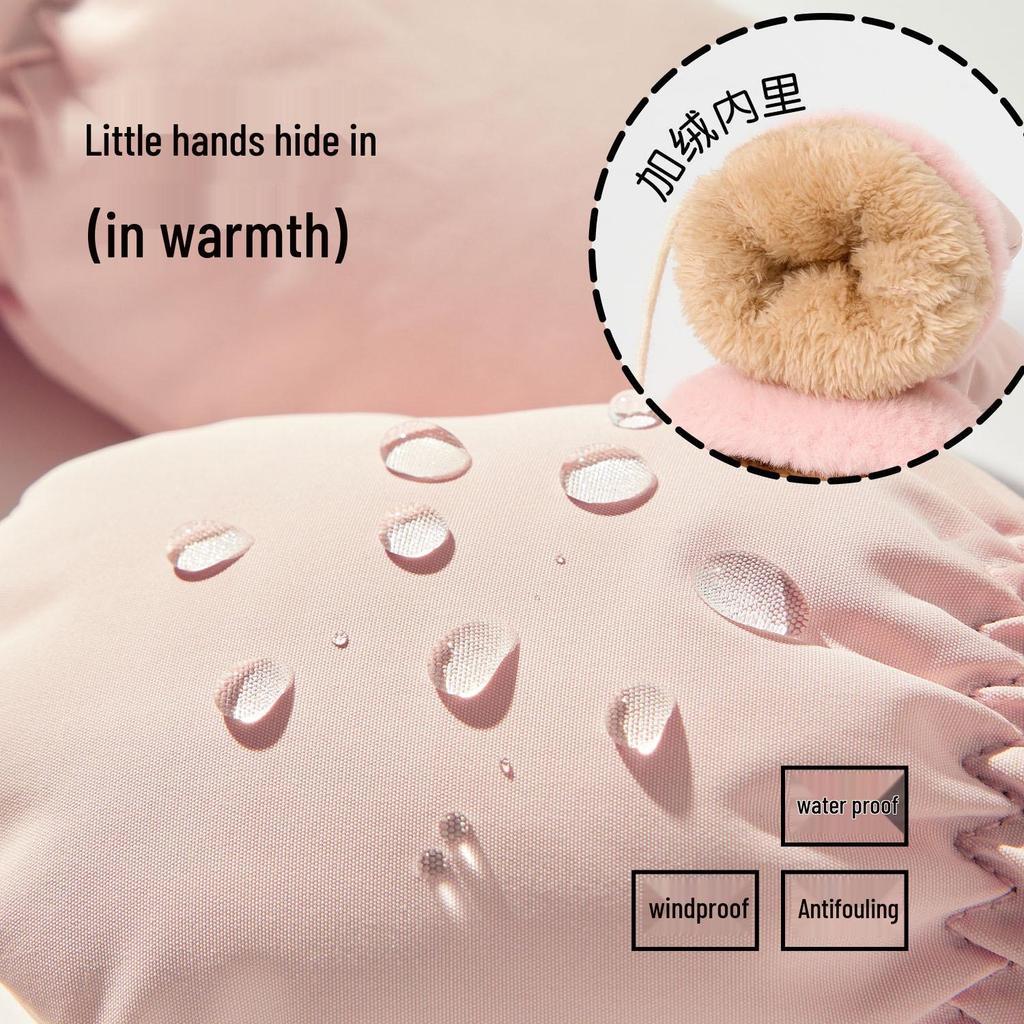 Nidoran Waterproof Velvet-Insulated Winter Gloves for 1-2-Year-Olds: Unisex Warm Gloves for Boys and Girls