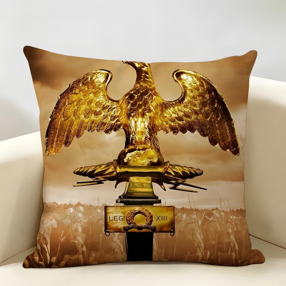 Gold Imperial Eagle Rome SPQR Cushion Cover Natural Linen Organic Fabric DoubleSided Printing Room Sofa Decor Pillow Case