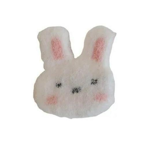 Plush Blush Bunny Hairpin: Cute Pixel Art Animal Head Clip for Girls