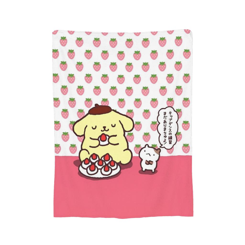 Cute Pom Pom Purin Pattern Blankets Flannel Summer Air Conditioning Breathable Soft Throw Blanket for Home Bedroom Bedspread