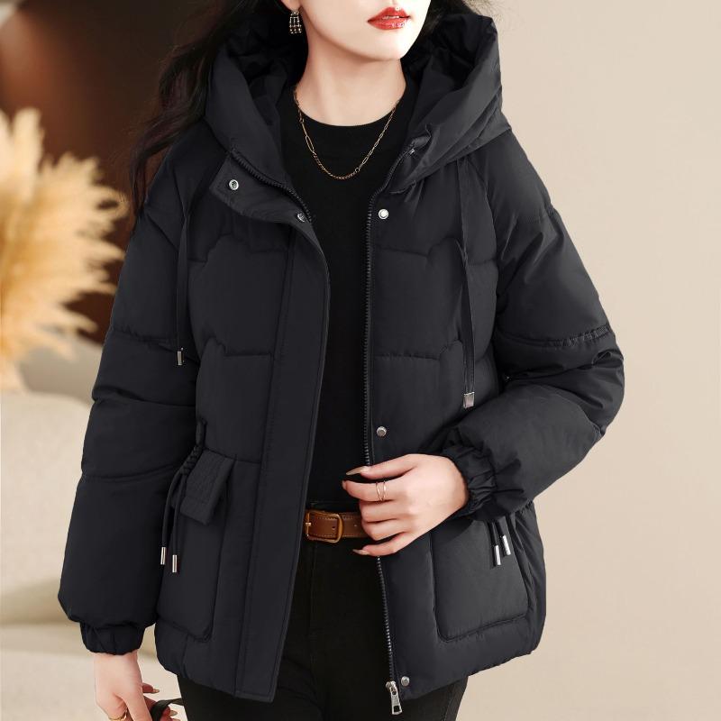 Thick Warm Cotton Padded Coats Fashion New Loose Short Winter Jackets Chic Design Pockets Long Sleeve Hooded Casual Outwear Tops