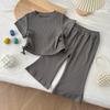 New Summer Outfit For Girls: Short-Sleeve Bell-Bottom Pants Two-Piece Set Stylish Baby Homewear Lightweight